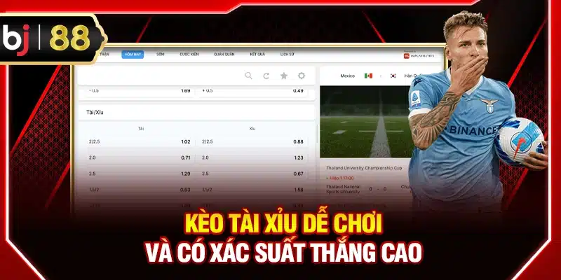 Kèo Tài Xỉu dễ chơi và có xác suất thắng cao